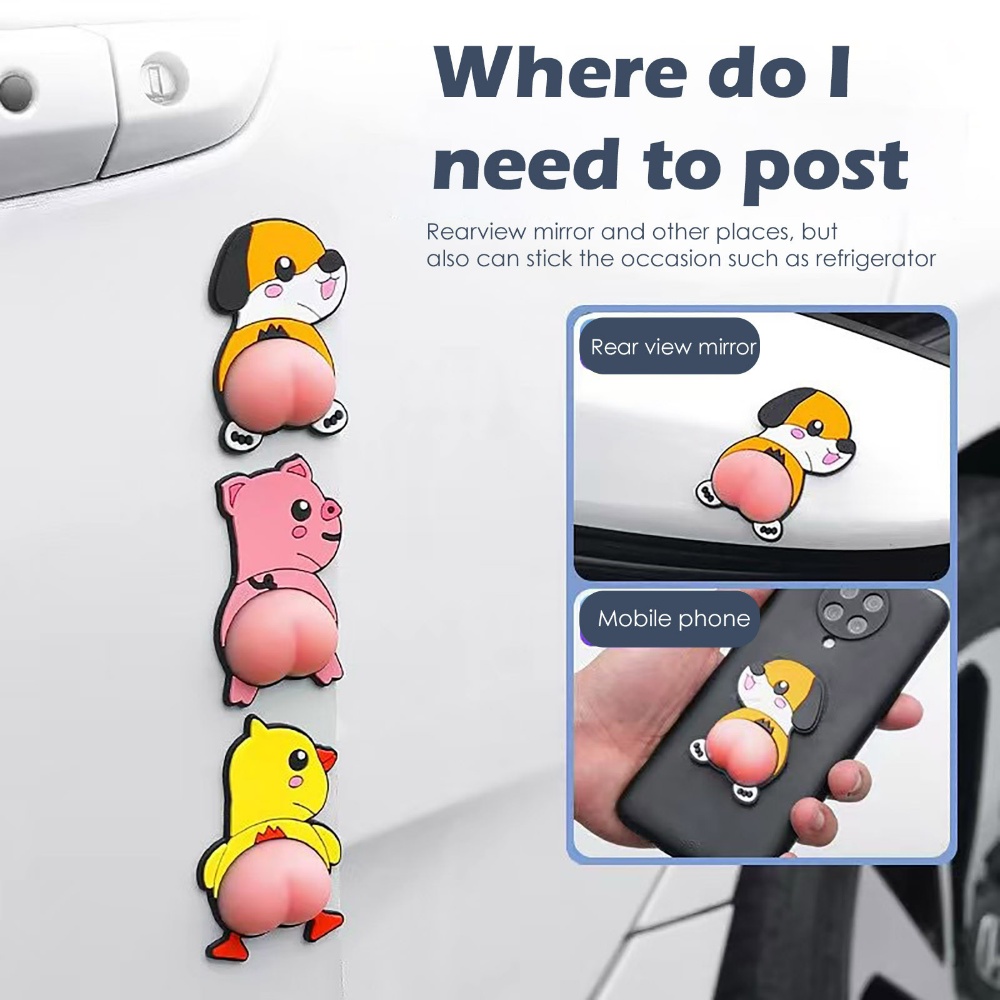 Bộ 2 Miếng Dán Bảo Vệ Kính Chiếu Hậu Xe Hơi Chống Va Chạm Chống Trầy Xước Họa Tiết Hoạt Hình Dễ Thương