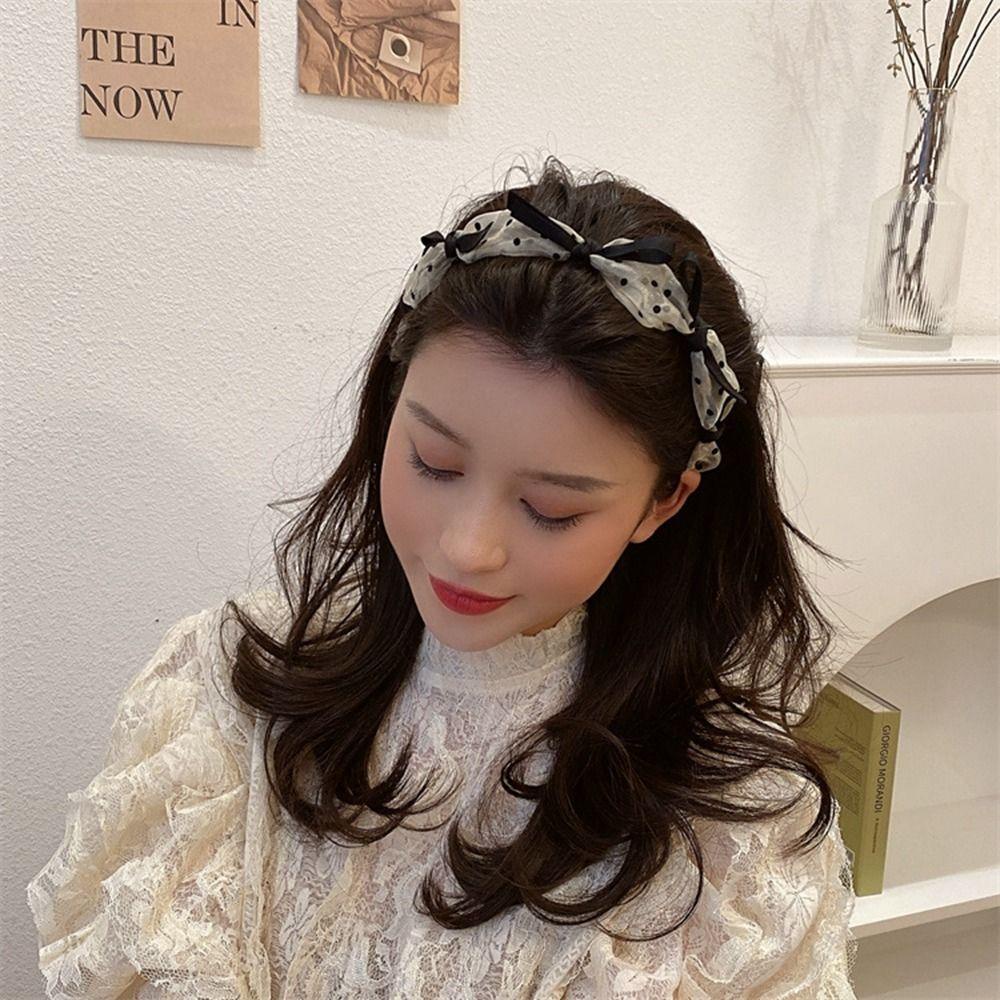 ANEMONE Băng Đô Cài Tóc Đính Nơ Ren Bằng Xốp Dễ Thương Phong Cách Lolita Hàn Quốc Cho Nữ