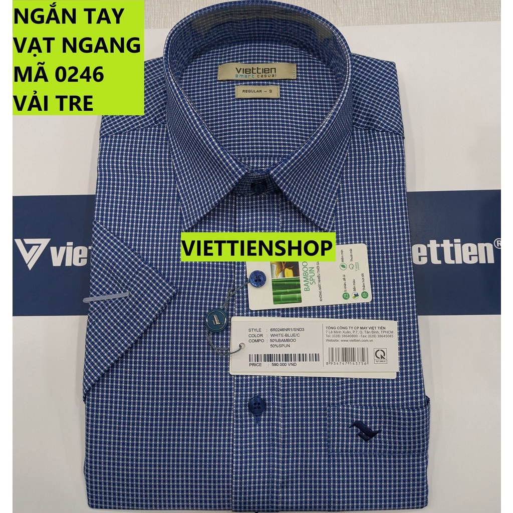 (0246 Sn) ÁO SƠ MI VIỆT TIẾN NGẮN TAY VẠT NGANG VẢI TRE