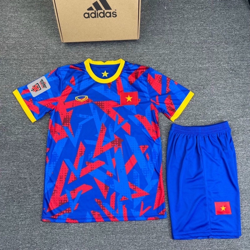 Sét Quần Áo Bóng Đá, Áo Đá Banh Đội Tuyển Việt Nam - Chuần Mẫu Thi Đấu - Vải Polyester Gai Thái Cao Cấp