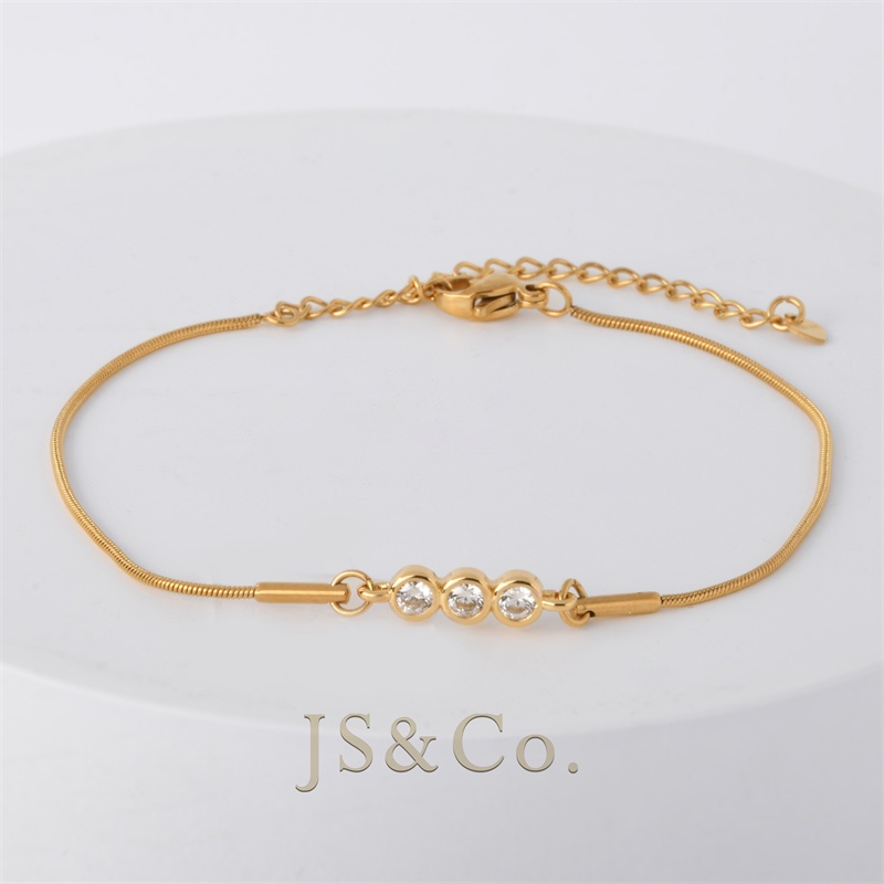 JS&Co. Phụ kiện vòng tay và vòng chân đá khối Zirconia vàng 18K cho nữ Không gây dị ứng 299B
