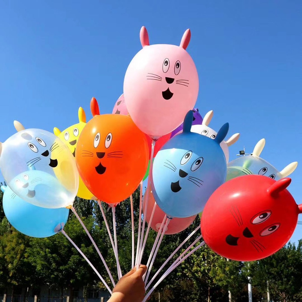 1 Bong Bóng Hình Tai Thỏ Nhiều Màu Sắc Bằng Latex Dày Dặn Trang Trí Nhà Cửa / Tiệc Tùng