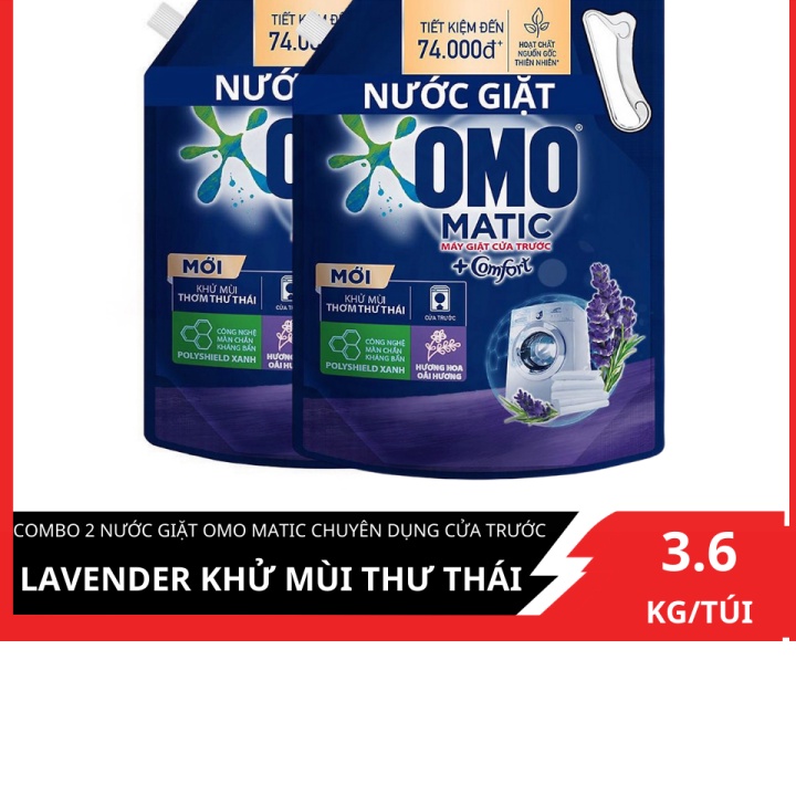 Combo 2 Nước giặt OMO Matic chuyên dụng Cửa Trước Lavender Khử Mùi Thư Thái 3.6kg