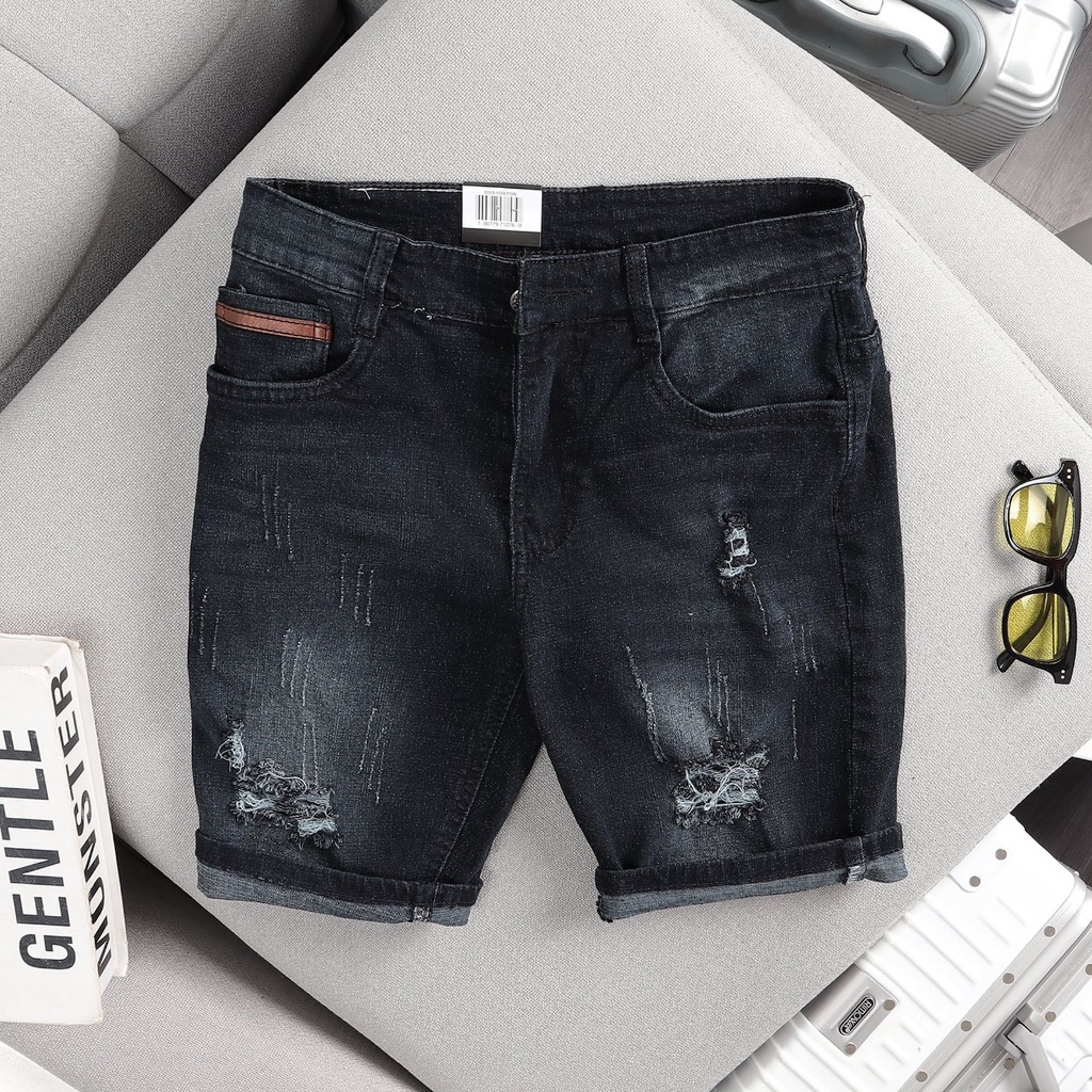 Quần Short Jean Nam co dãn kiểu dáng trẻ trung đơn giản họa tiết thời trang hàn quốc chuẩn from MS QS221 nhiều mẫu mới