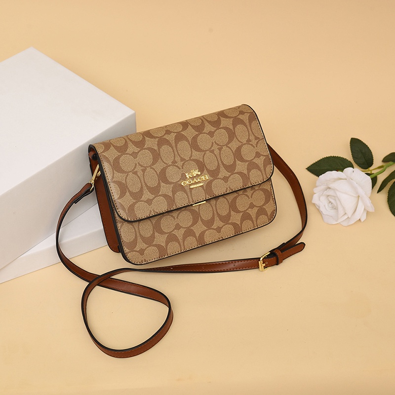 Coach Túi Đeo Chéo Vai Nữ Xách Hàn Quốc Da Dày Trơn Màu Phong Cách Thời Trang