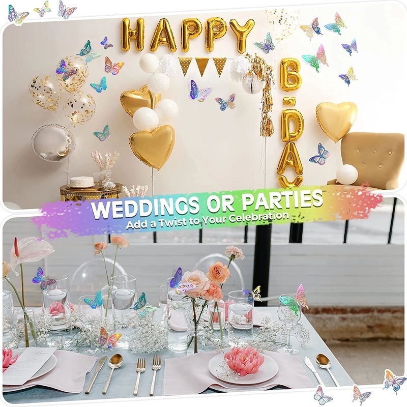 Bộ 12 Miếng Dán Tường Hình Bướm 3D DIY Trang Trí Nhà Cửa