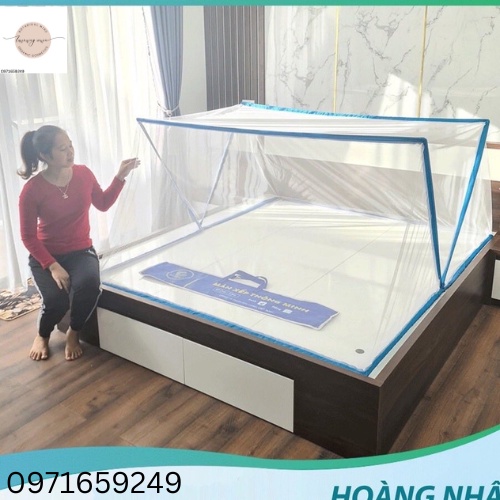 Màn chụp tự bung gấp gọn tiện dụng mẫu mới nhất 2022 -Mùng chụp tự bung người lớn kiểu xếp Hoàng Nhân