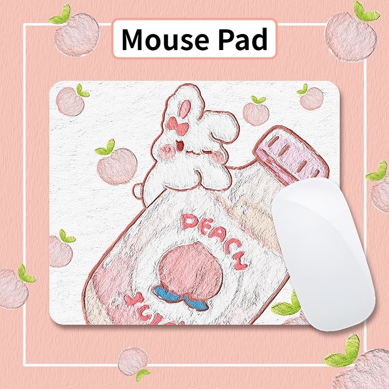 Tấm Lót Chuột Máy Tính Bằng Da Chống Trượt Chống Bẩn In Hình Thỏ Hoạt Hình Dễ Thương