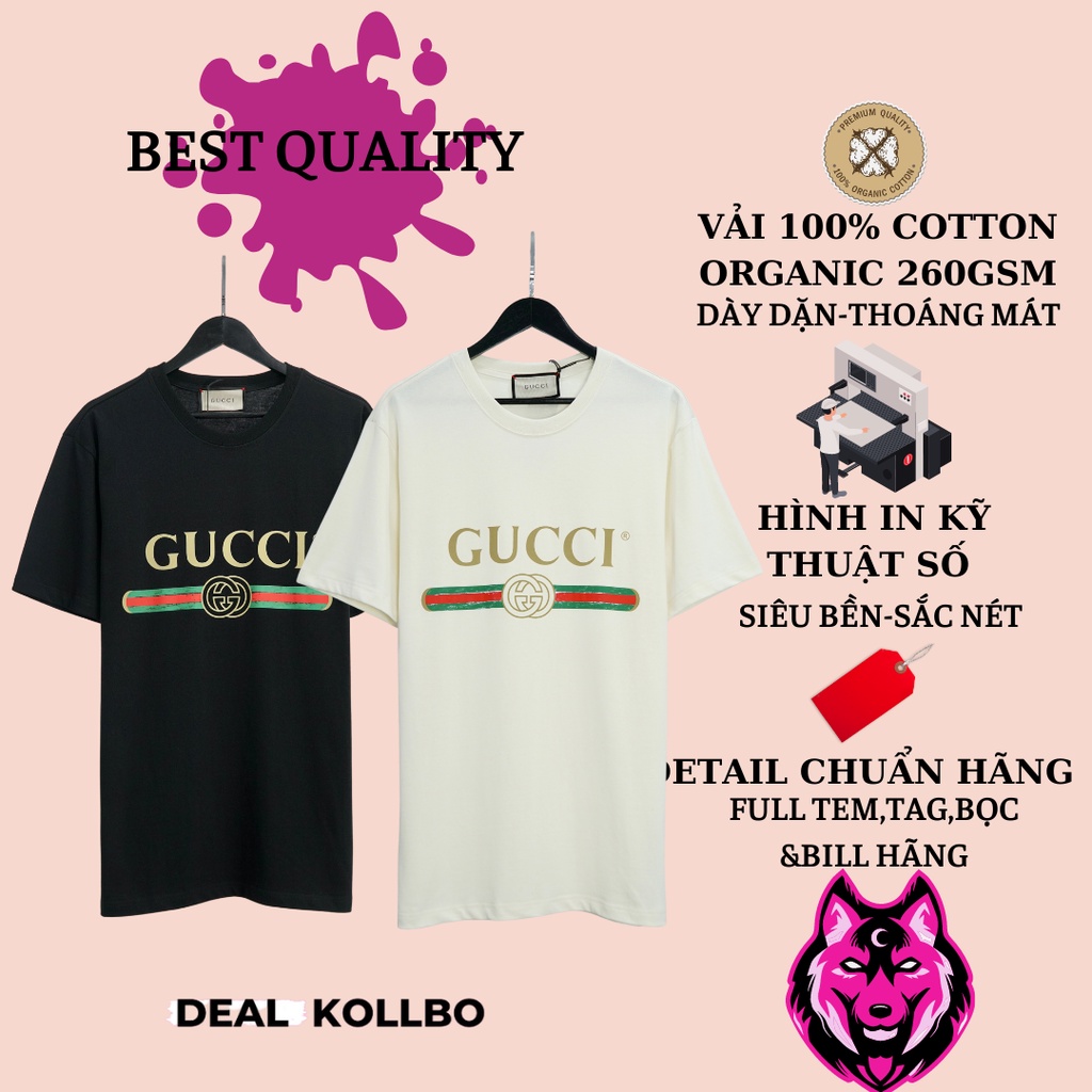 Áo Gucci Fake Logo Áo Gucci Nam luxury Áo thun Gucci Nữ form rộng tay lỡ chất vải cotton organic 100 Best