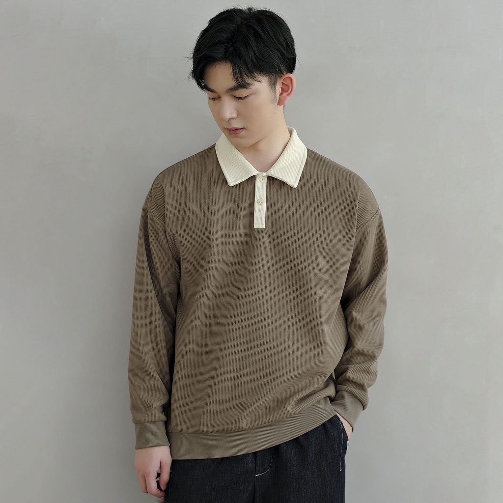 Áo POLO WAFFLE phối cổ vải tổ ong dài tay nam mùa thu đông FEEL GOOD đẹp phong cách thời trang Hàn quốc 5 màu | BigBuy360 - bigbuy360.vn