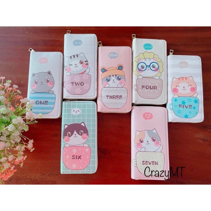 Ví dài kéo khoá hoạ tiết dễ thương bền đẹp