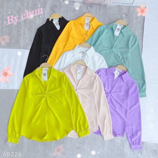 Áo sơ mi lụa công sở nữ kiểu xoắn ngực CHUU A9001.8226