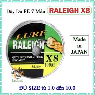 Dây dù câu cá Lure Raleigh X8 7 màu siêu đẹp siêu bền mịn (từ 2c gửi liền nhau ạ)