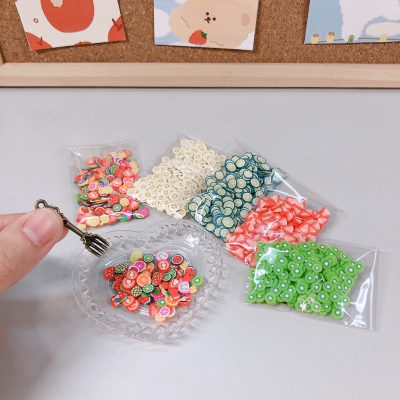 Gói charm hoa quả làm miniature làm nail slime