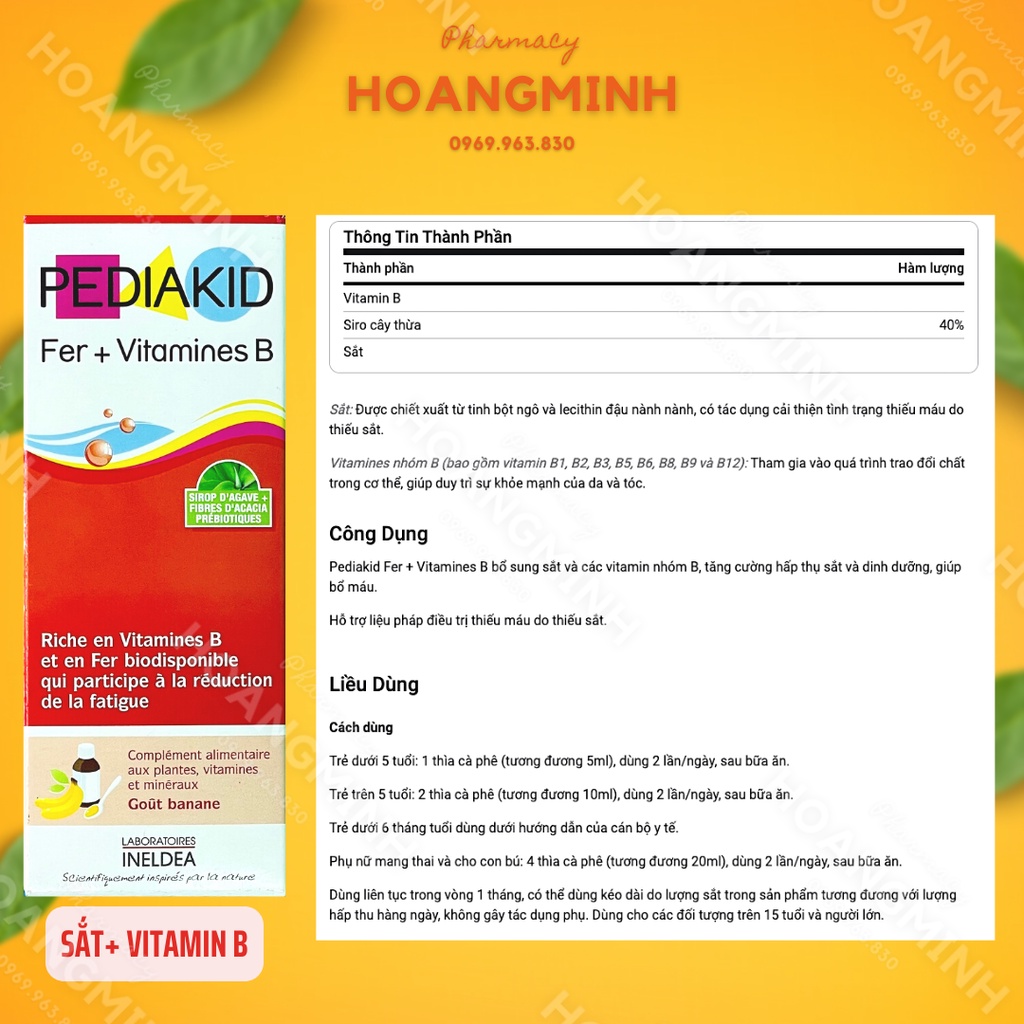 SIRO PEDIAKID  Nhập Khẩu Pháp, Giúp Bé Ăn Ngon, Tăng Đề Kháng, Chống Còi Xương, Ăn Ngon, Bổ Máu