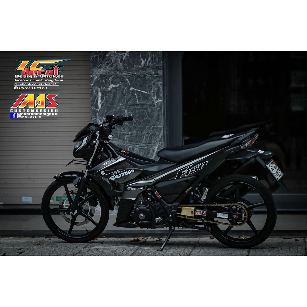 [FreeShip] [Giá hủy diệt] Tem Decal Rời mẫu xám trắng cho Satria đen - mẫu mới đơn giản - không bay màu