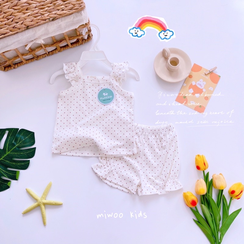 Đồ bộ dễ thương bé gái ❤️ freeship ❤️ bộ cotton bozip ngắn tay cho bé miwoo kids