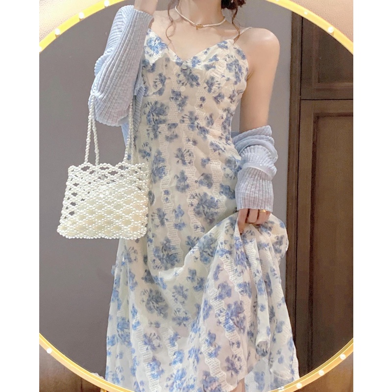 Đầm Hoa Hai Dây Mùa Hè Phong Cách Pháp Ngọt Ngào Mới Cho Nữ