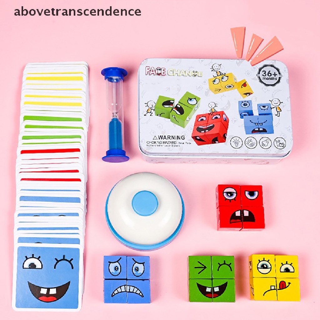 Ở trên Đồ chơi giáo dục dành cho trẻ em Khối thay đổi cảm xúc Biểu thức Câu đố Trò chơi trên bàn khối
