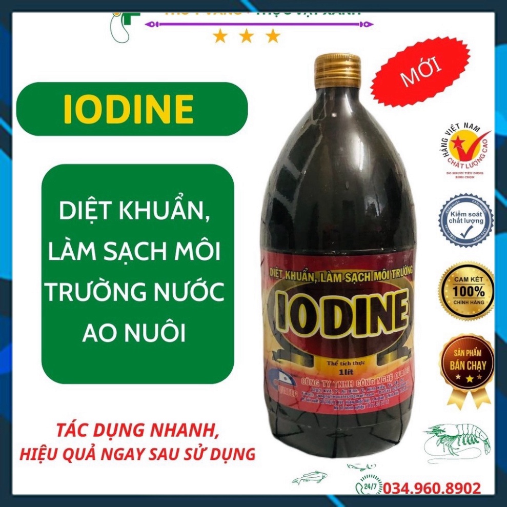 M.T SHOP Siêu Diệt Khuẩn IODINE Làm Sạch Môi Trường Nước Ao Nuôi Chai 1lit