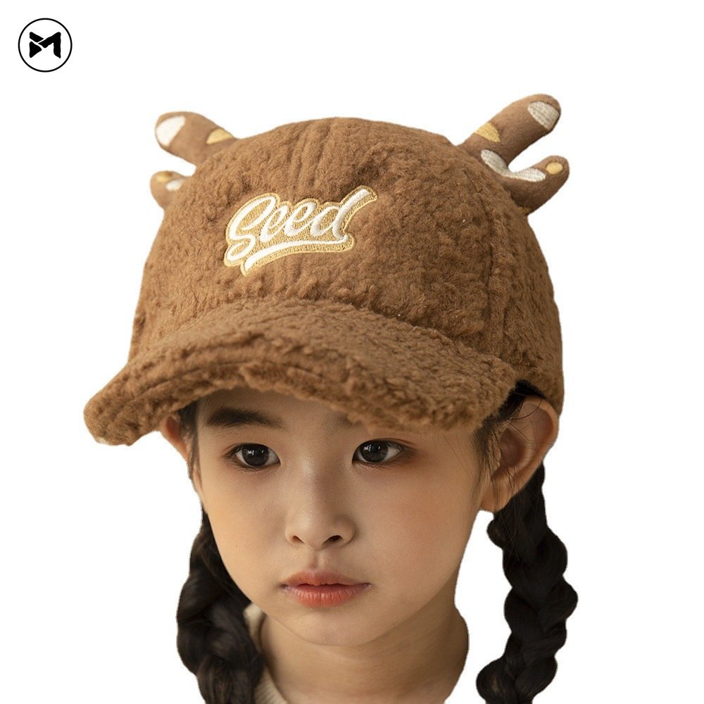 Nón Lưỡi Trai Thêu Hình Sừng Hươu Hạt Giống Giáng Sinh Dày Dặn Kích Thước Lớn Phù Hợp Với Trẻ Em 3 + Hàng Mới 2022