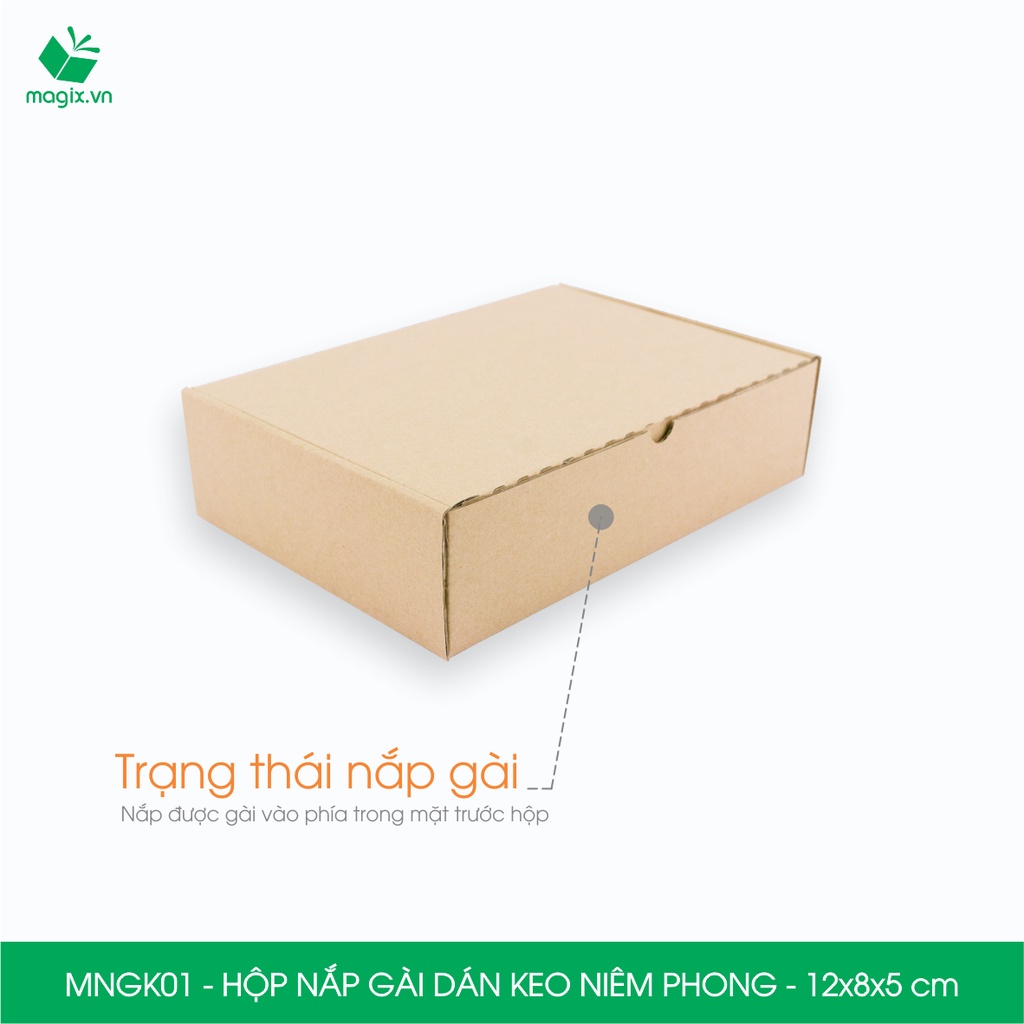 MNGK01 - 12x8x5cm - Combo 20 hộp nắp gài hông - Có keo niêm phong - Thùng carton đóng hàng