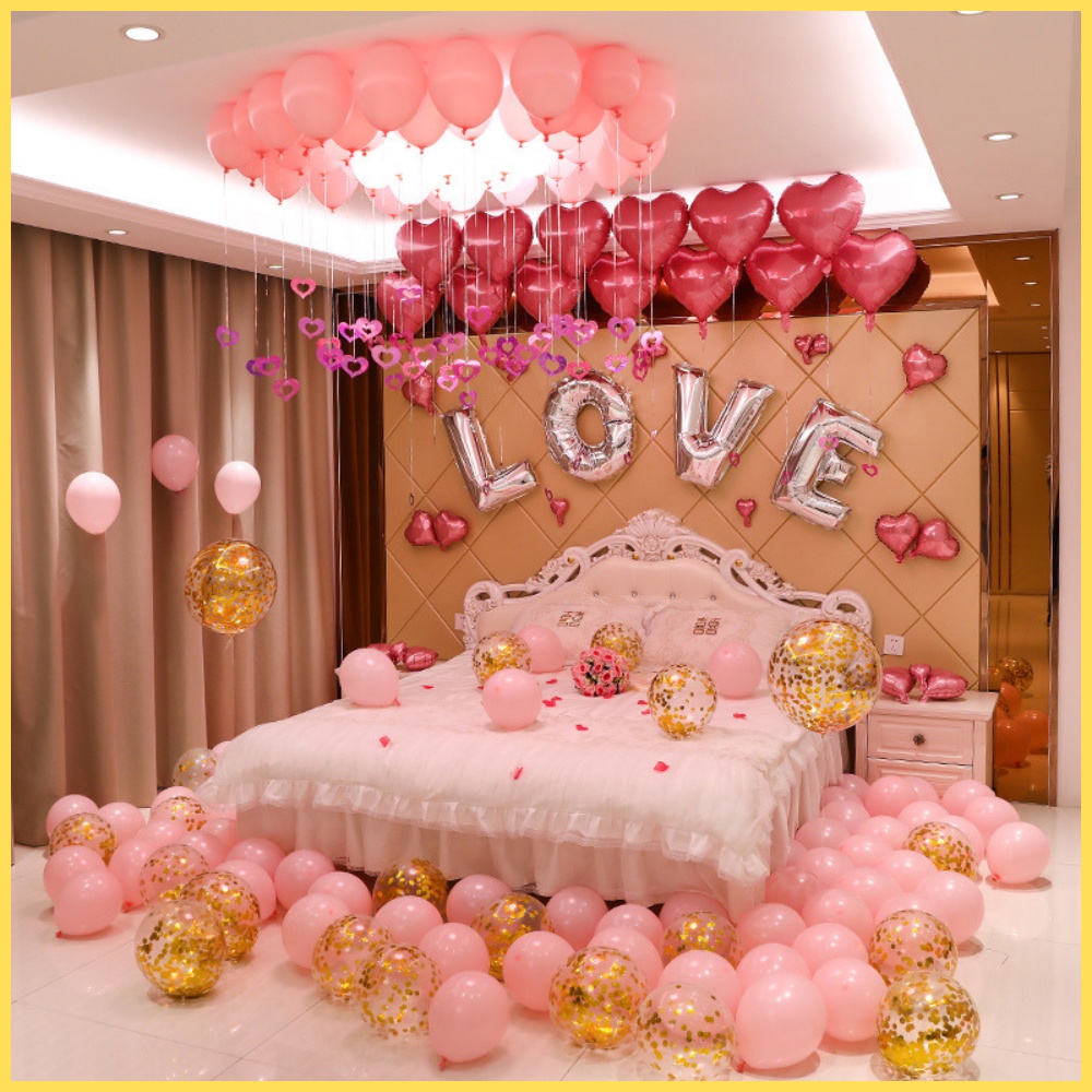 Set bóng trang trí phòng cưới cho cặp đôi [ Kèm quà tặng ]