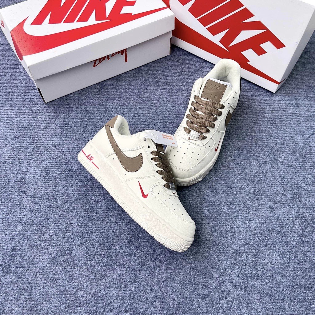 Giày Sneaker _Nike _Air Force 1 Vệt Nâu, Giày AF1 Màu Kem Vệt Nâu Full Size Nam Nữ, Hàng Full Box + Bill