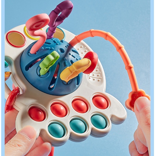 Đồ Chơi Bóng Silicone Kéo Dây Cót Giáo Dục Sớm Cho Bé 0-12 Tháng Tuổi