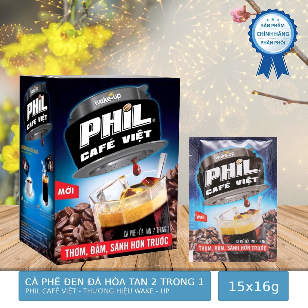 COMBO 4 HỘP CÀ PHÊ HOÀ TAN WAKE-UP PHIL CAFE VIỆT - hộp (15 gói x 16g)