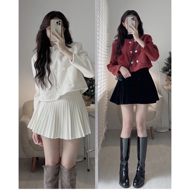 ÁO KHOÁC DẠ CROPTOP TÚI VUÔNG”SÉNI”CHẤT DẠ ÉP TIỂU THƯ