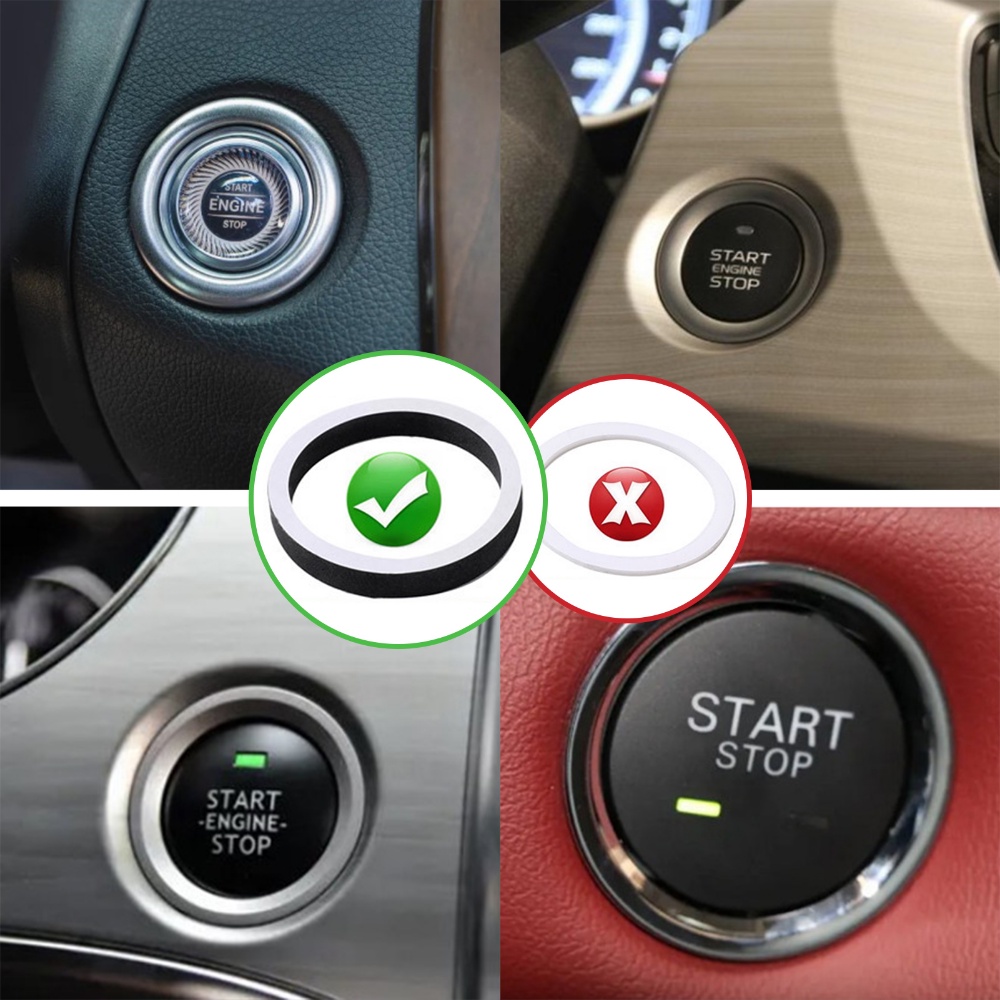 Miếng Dán Trang Trí Nút Khởi Động Xe Hơi Hình Tròn Đính Đá Lấp Lánh