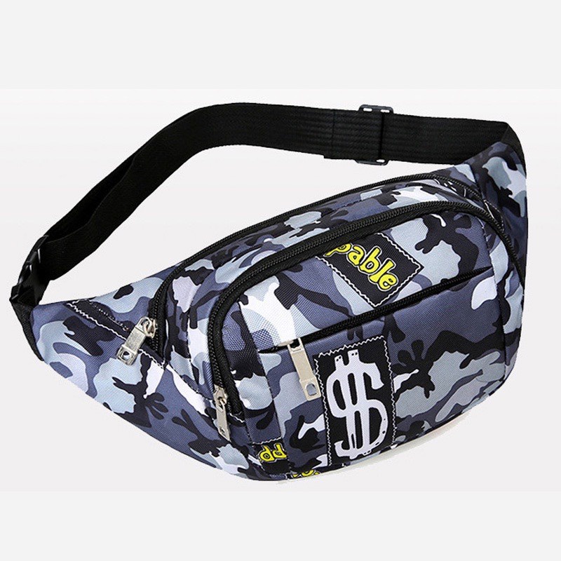 Túi Đeo Chéo Loang Màu Phong Cách HipHop, Túi Bao Tử Mini Vải Canvas Phong Cách Streetwear Đường Phố