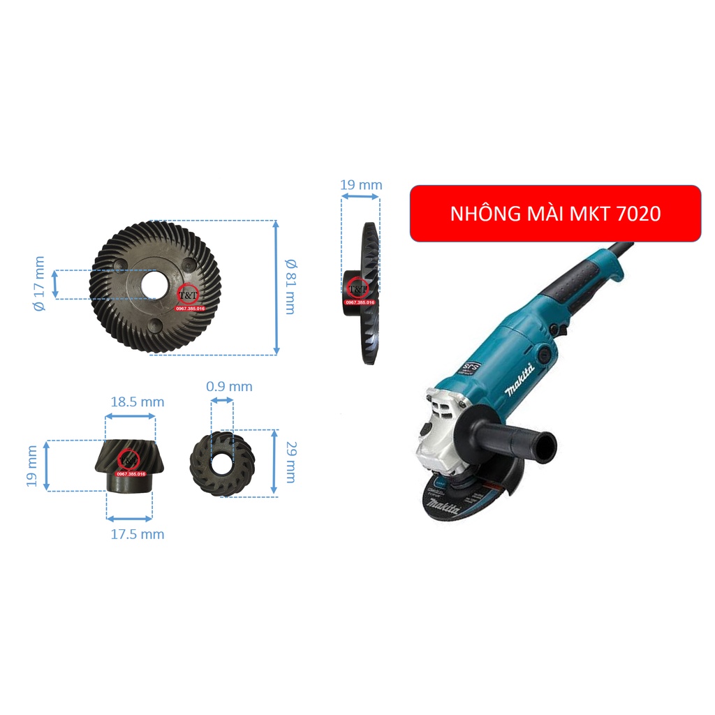 BÁNH RĂNG MÀI MAKITA 7020, NHÔNG MÁY MÀI GÓC 1T8 7020