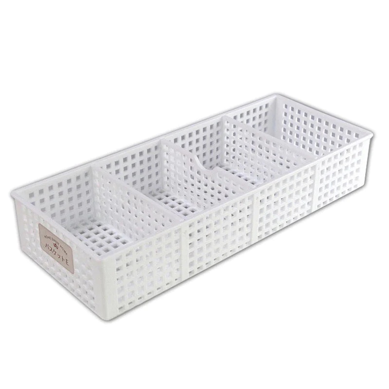Daiso Giỏ nhựa có vách ngăn màu trắng Basket E White 12x29x5.6cm