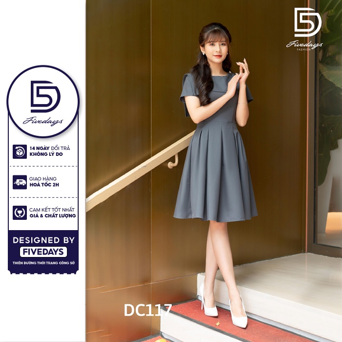 Fivedays - Đầm thuỷ thủ xếp ly thân dưới
