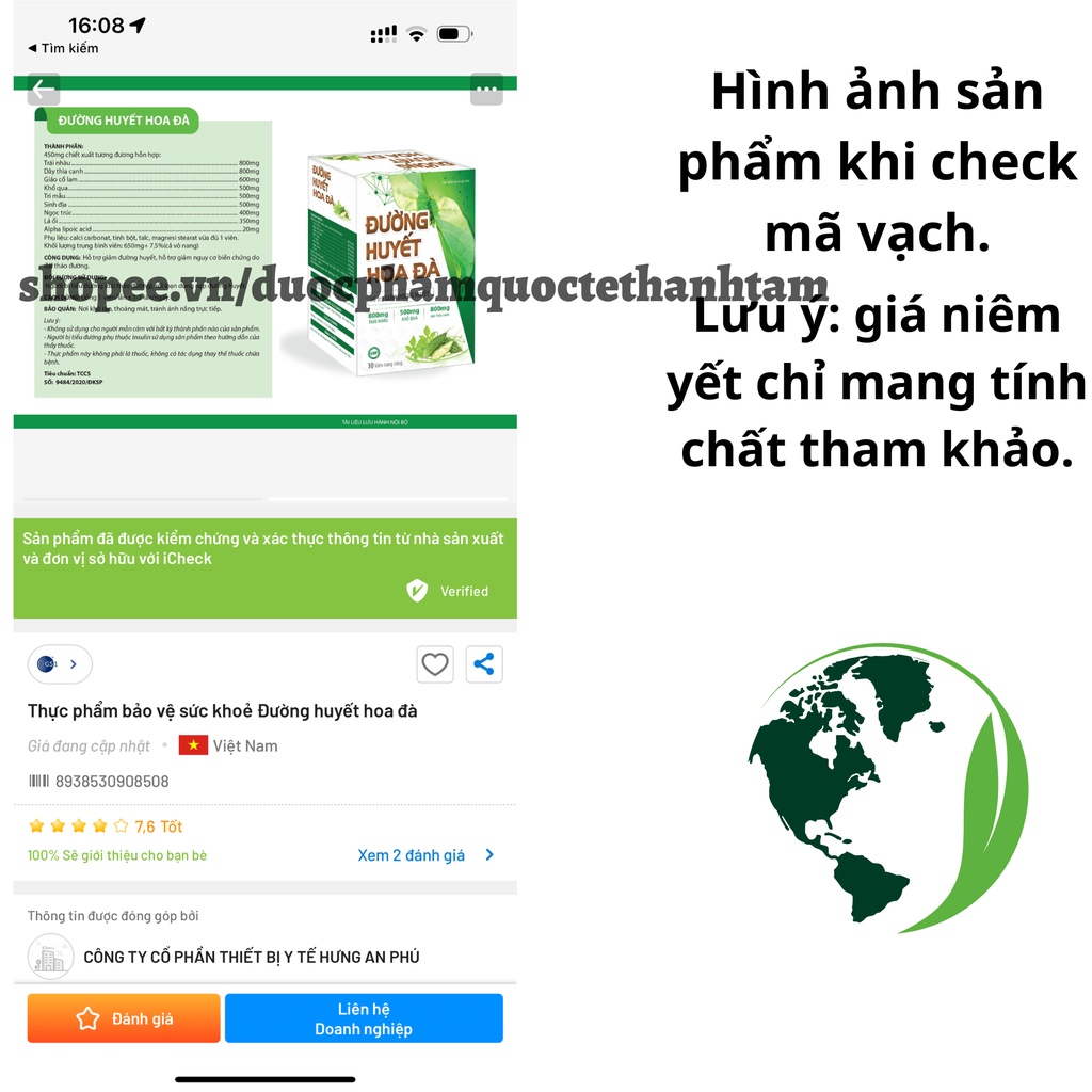 Viên uống Đường Huyết hoa đà hỗ trợ tiểu đường, giảm đường huyết - Hộp 30 viên