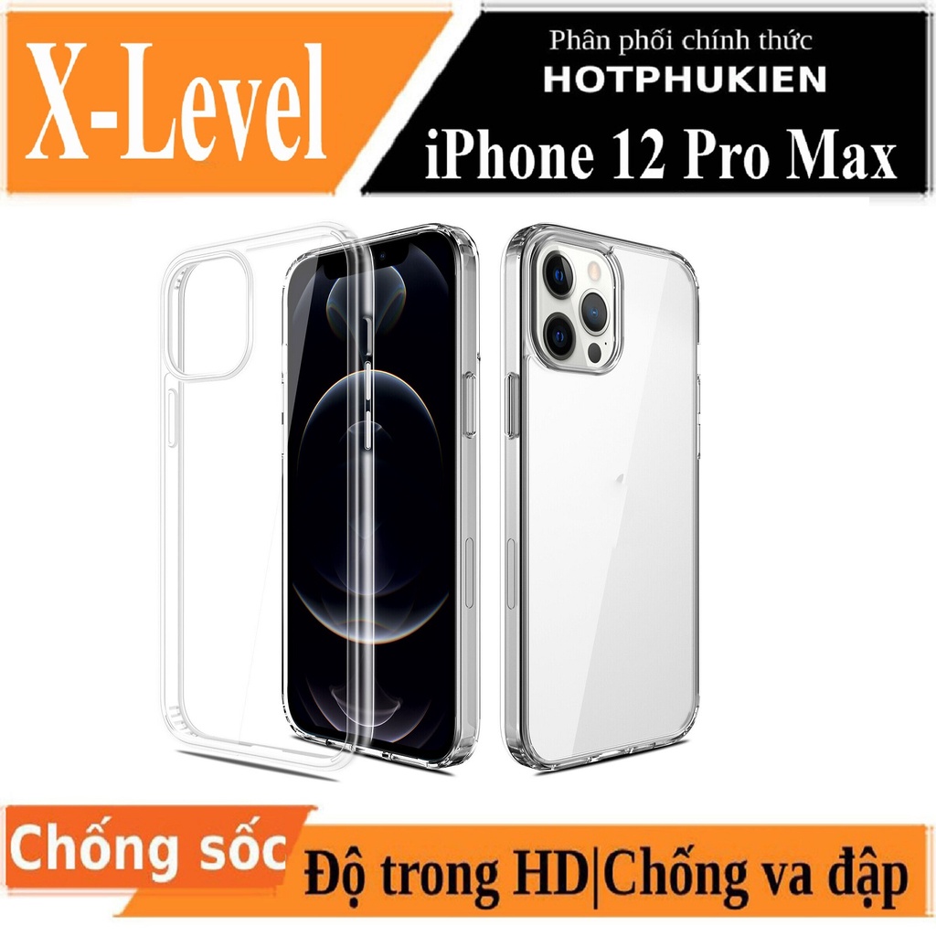 Ốp lưng chống sốc X-Level Sparkling Series cho iPhone 12 / 12 Pro / 12 Pro Max mặt lưng trong suốt siêu mỏng 0.8mm