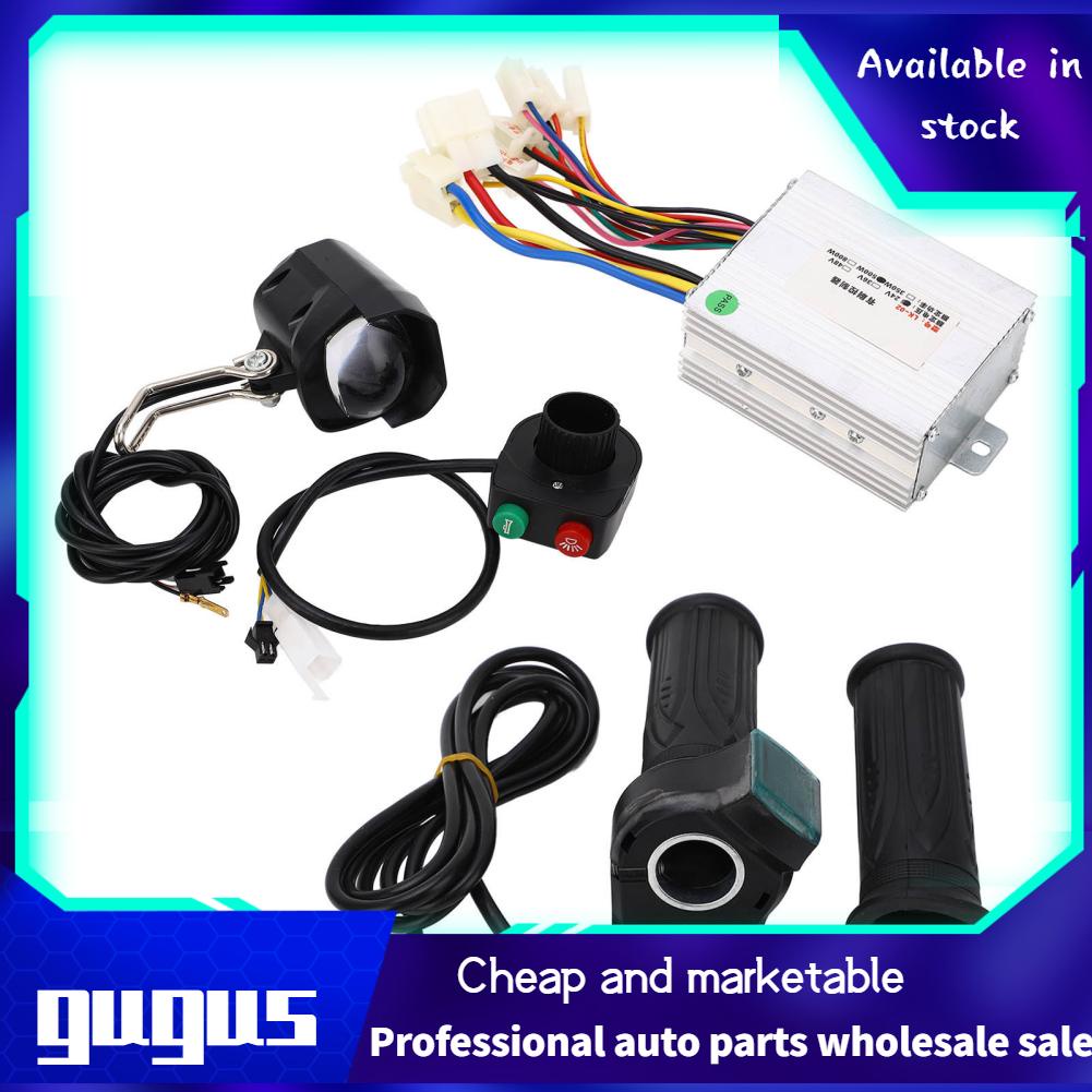 Gugushop 24V 500W Motor Speed Controller Headlight Throttle Grip with Lock and Keys for Electric Bike Scooter