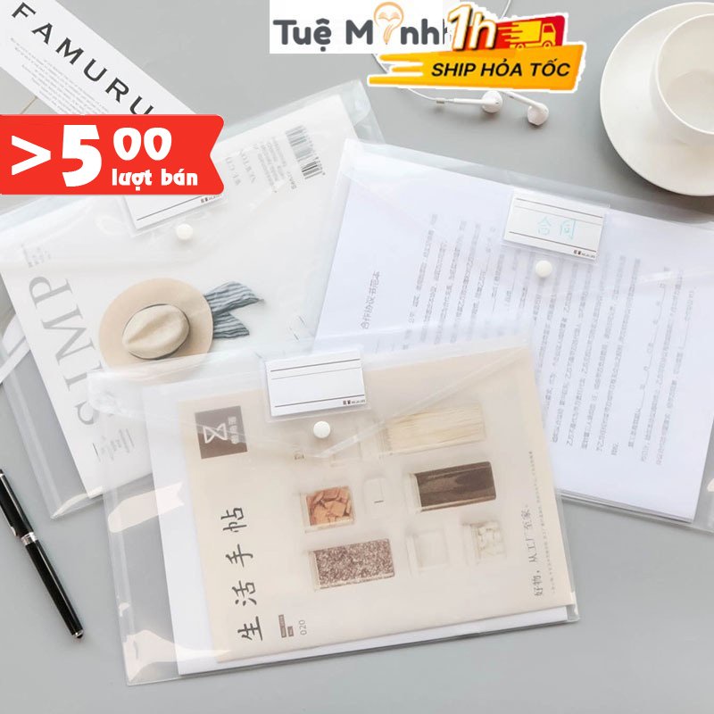 Túi clear bag A4 đựng tài liệu gắn name tag K29 dày VPPTueminh
