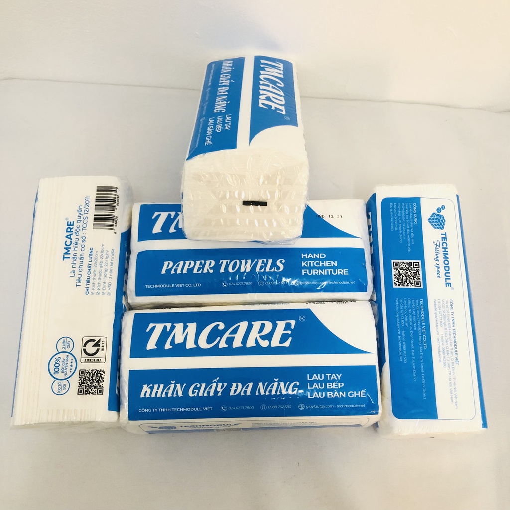 Giấy lau tay/ khăn lau đa năng, khăn lau dụng cụ, khăn lau siêu âm, khăn giấy rút mã TM-HP-TMCARE-BLUE