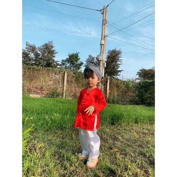 Bộ Bà Ba màu Đỏ Vàng Hồng cho bé gái từ 7-20kg SamGau Shop