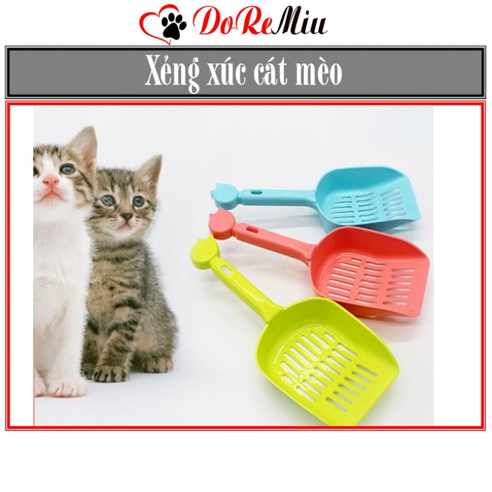 (3 loại) Xẻng vệ sinh mèo xẻng xúc cát mèo Muỗng thức ăn chó mèo-  xẻng hốt kèm chổi