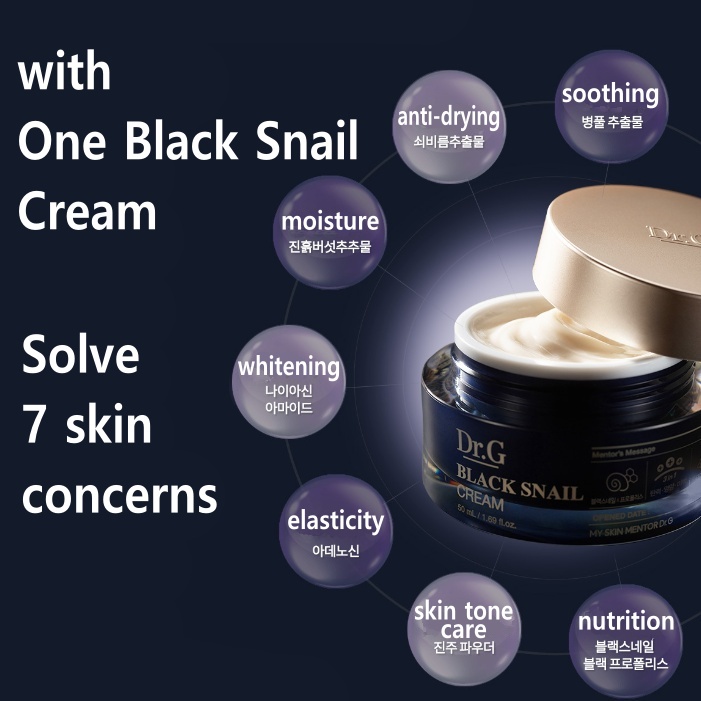 Black Snail Cream/ Anti-Aging Cream/ Kem Ốc Sên Đen Dr.G Chống Lão Hóa 50ml