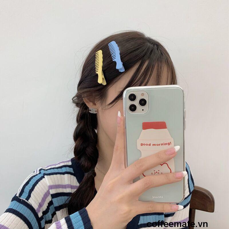 【coffeemate】⚡ Kẹp tóc hình chiếc lược màu sắc ngọt ngào dễ thương phong cách Hàn Quốc dành cho nữ