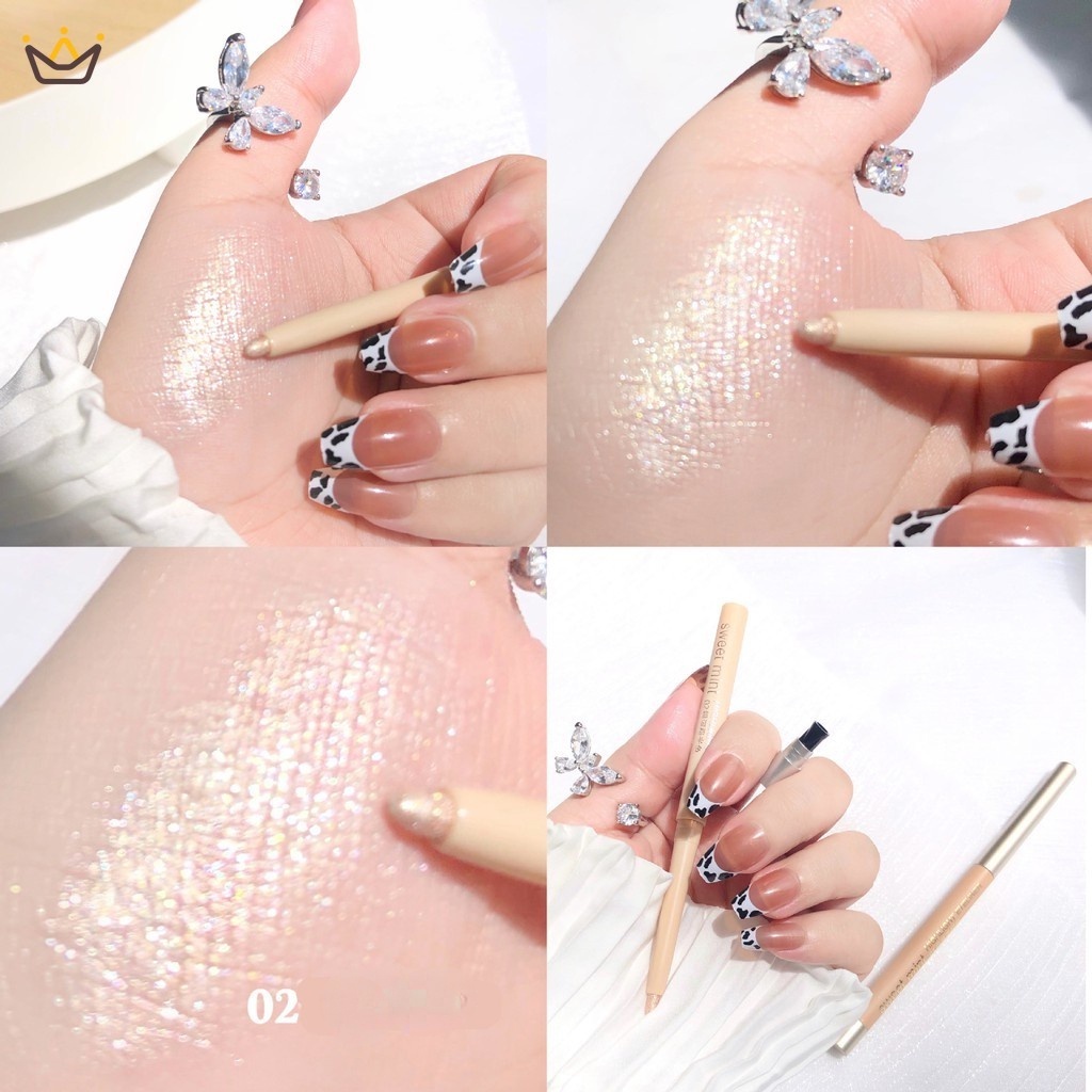 Phấn mắt bắt sáng màu trắng nhũ ánh ngọc trai lâu trôi chống thấm nước - Thỏ Beauty