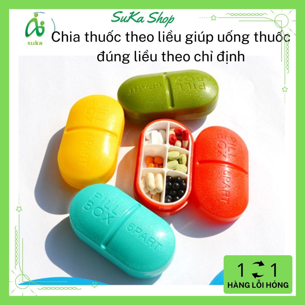 Hộp chia thuốc 6 ngày hình viên thuốc ,đựng thuốc cá nhân SK
