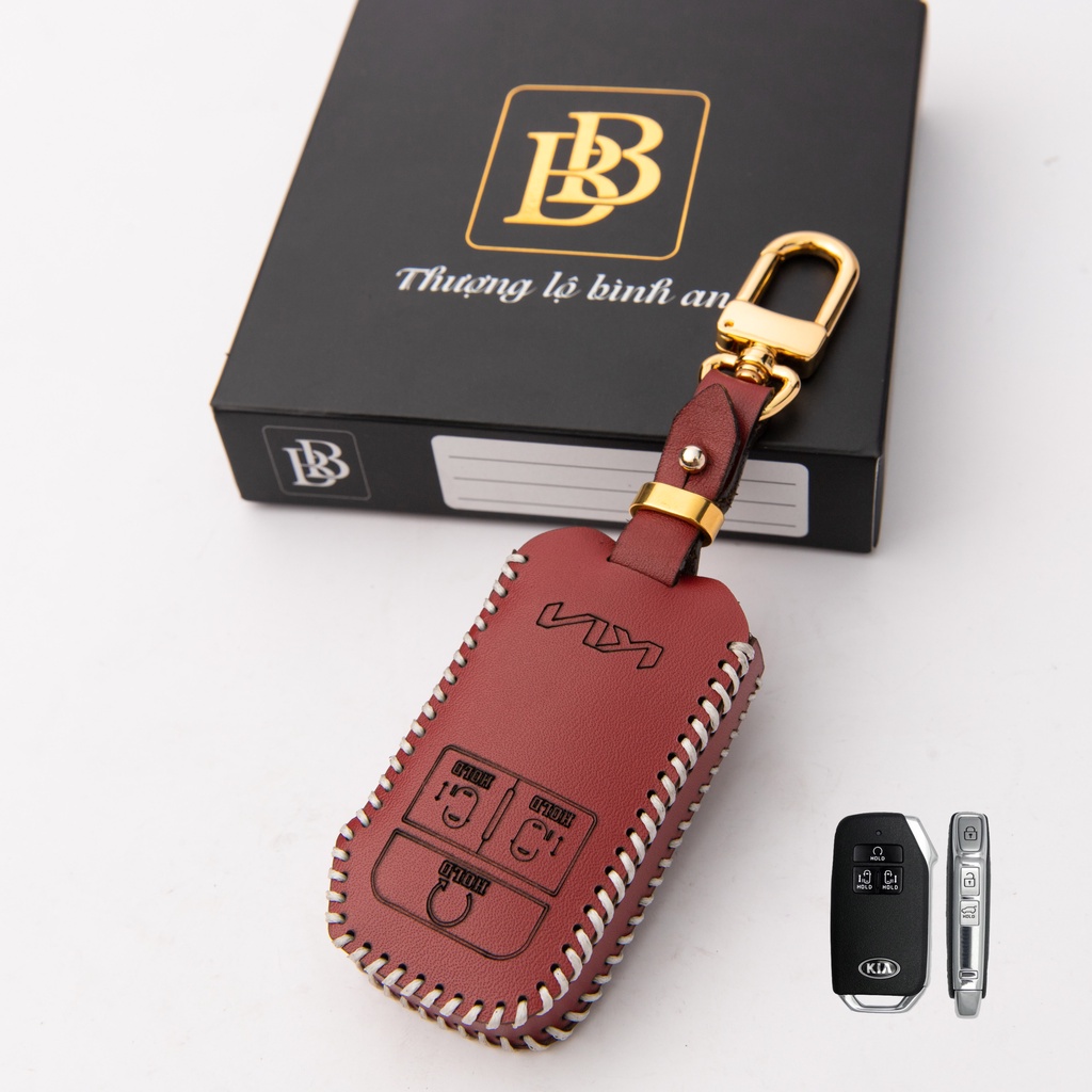 Bao da chìa khóa ô tô xe hơi BB Kia carnival 21-23 chìa thông minh da thật bảo vệ chìa khóa chống xướt chính hãng