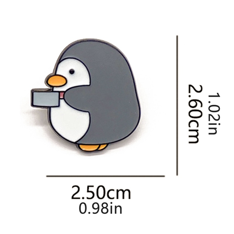 Huy Hiệu Cài Áo Hình Chim Cánh Cụt Hoạt Hình Vui Nhộn Bằng Kim Loại