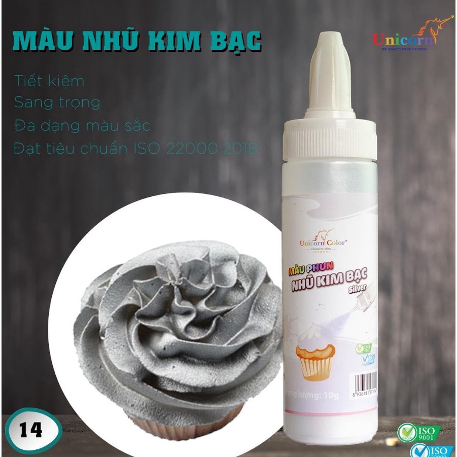 10g Màu NHŨ KIM Vàng, Bạc, Đồng Unicorn